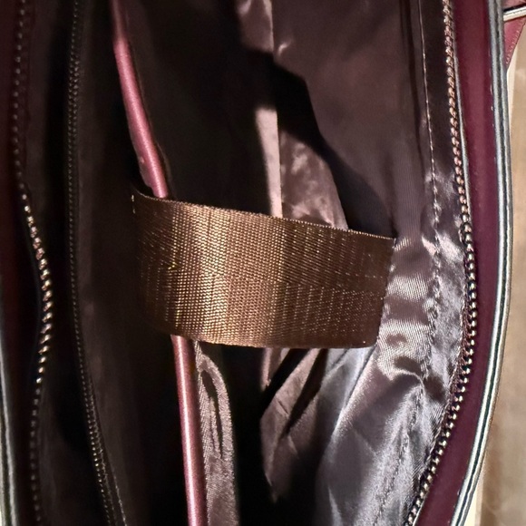 Brand New Elegant Plum Structured Tote Bag with Silver Hardware - Picture 7 of 13